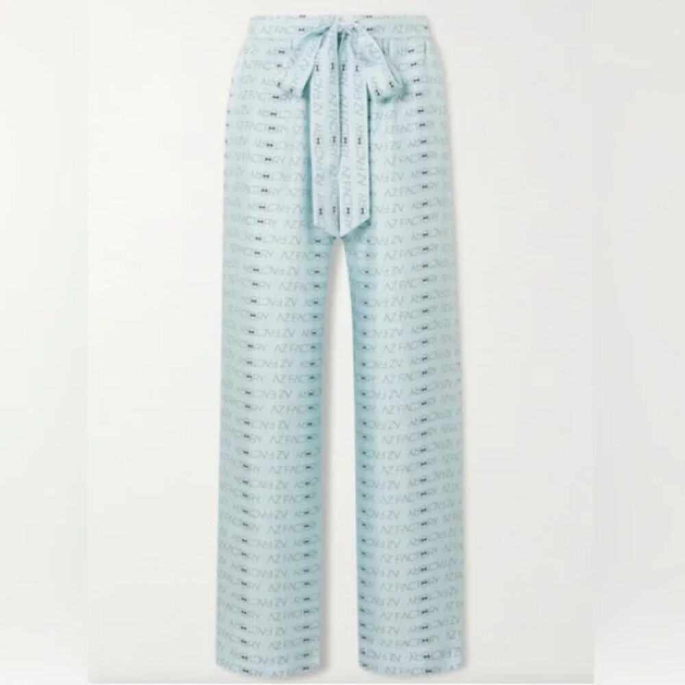 AZ Factory Look But Don't Touch 100% Silk Pyjama Pant, Men's Size 34 -Blue/Black